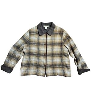 Norton McNaughton Womens Wool Blend Plaid Button Front Jacket XL Rustic‎ Chic